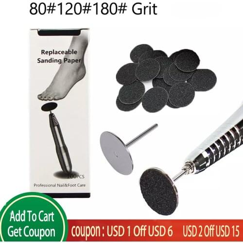100pcs Replaceable Sandpaper Disc Cuticle Remove Accessories Hard Dead Skin Remove Callus Remove For Pedicure Tools