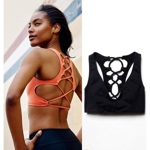 Sports Bra Tank Top Gym Fitness Top With Back Cross Stretch For Woman