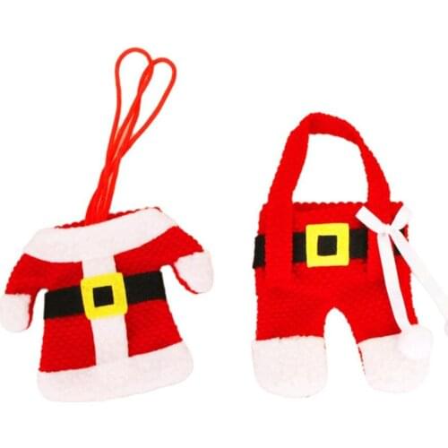 2Pcs/Set Cutlery Storage Bag Exquisite Christmas Skirt Pants Decoration Dinning Table Knives And Forks Pockets Tableware Holder