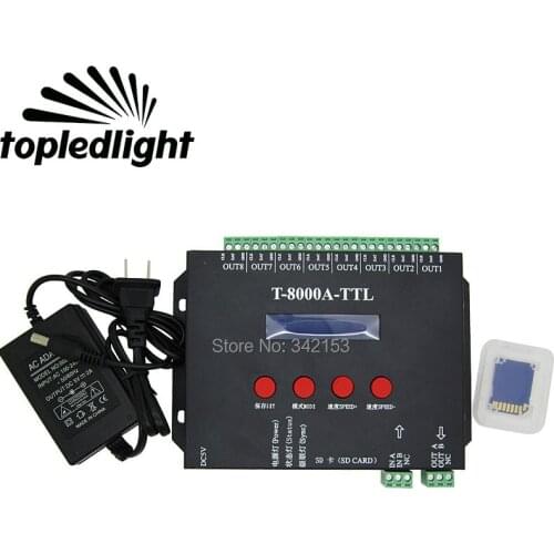 T-8000A-TTL T-8000A SD Card LED Pixel Controller 8 port off-line for WS2801 WS2811 HL1606 DMX512 WS2812 LED Lighting Accessories
