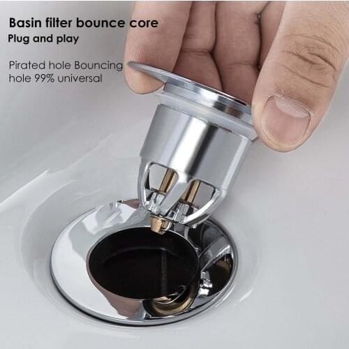 Universal Bounce Core Pop-up Drain Filter Bathroom Bounce Core Push-type Hair Catcher Sink Basin Drain Filter Bathtub Plug Trap