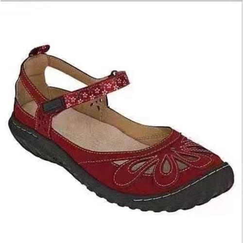 Women Shoes 2021 Summer Fashion Hollow Out Printing Sandals Women Round Toe Wedge Sandals Women Casual Solid Color Sandals