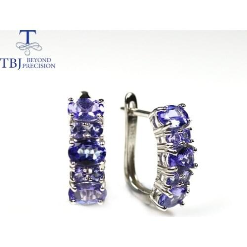 TBJ, Classic 4ct Natural Tanzanite clasp earring 925 sterling silver natural tanzania gemstone fine jewelry for women nice gift