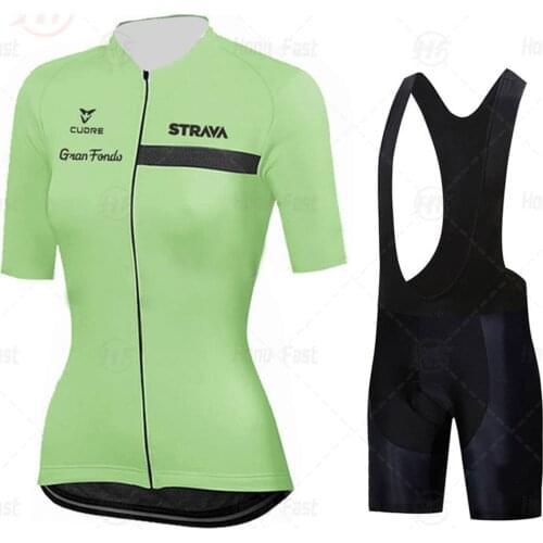 2021 New STRAVA Cycling Jersey Sets Women Pro Team Bicycle Short Sleeve Cycling Clothing Bike Maillot Cycling Jersey Bib Shorts