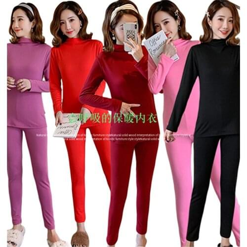 2020 Autumn Winter Long Sleeve Turtleneck Body Shaper for Women Lingerie Corset Shapewear Suit Underwear Set Long Johns Bodysuit