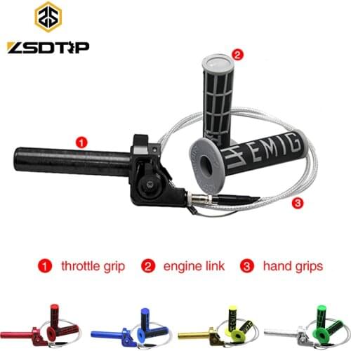 ZSDTRP 7/8" 1 Set 7/8" Motorcycle Twist Throttle Hand Grips With Cable For ATV Quad Pit Dirt Bike 90 110 125CC