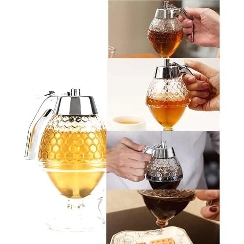 1PCS Honey Jar Juice Pot Dispenser 200Ml Drip Kettle Container Transparent Syrup Storage Holder Squeeze Bottle Kitchen Supplies