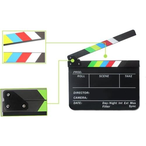 3pcs/lot Acrylic Clapboard Dry Erase Director Film Movie Cut/ Action Clapper Board Slate with Magnet Sticks Photography