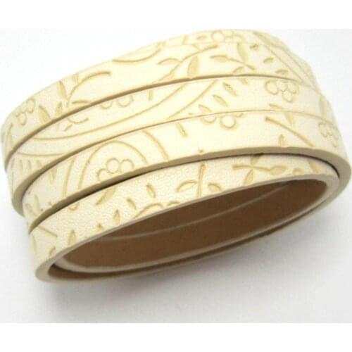 5mm flat leather 5x2mm Beige engrave Lavender Flat leather cord