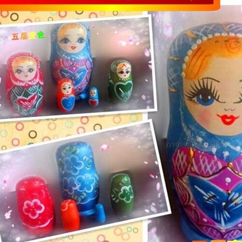5 Layer Professional Hand-Painted Russian Dolls Wooden No Formaldehyde Dry Basswood Matryoshka Doll Education Toys L50