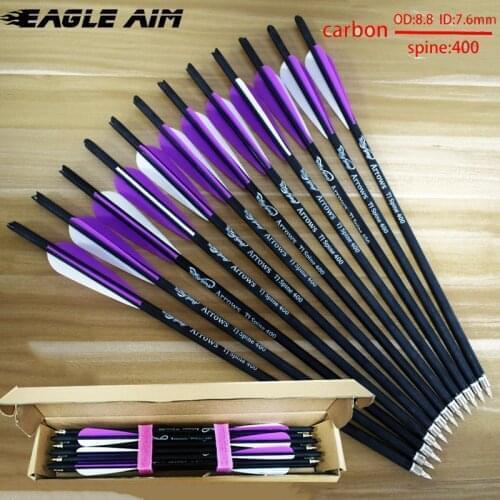 60pcs 16 inch archery hunting 8.8mm carbon arrows crossbow bolts w 3inch Vans