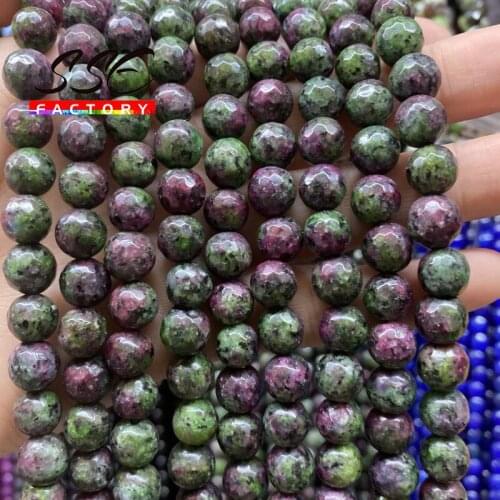 8mm Natural Faceted Epidote Zoisite Stone Beads Round Loose Spacer Bead For Jewelry Making DIY Bracelet Necklace Accessories 15"