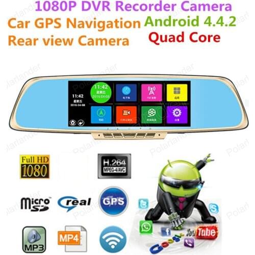 7" 1080P Android Smart System Built in GPS Navigation WIFI Car Rearview Mirror Dual Lens Car DVR Camera Recorder with Free Map