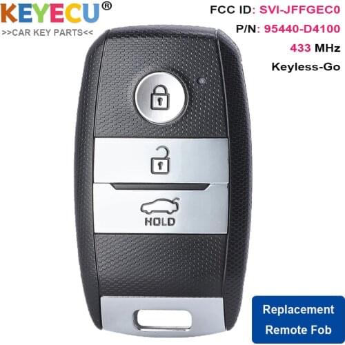 KEYECU Smart Keyless Go Remote Car Key for Kia Optima 2016 2017 2018, Fob 3 Button - 433MHz - FCC ID: SVI-JFFGEC0, 95440-D4100