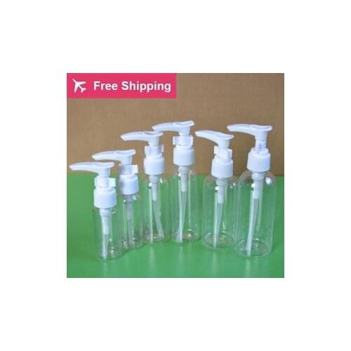 25/30/50/60/75/100ml PET white bottle with PP screw cap Clear Plastic Pump Refillable Bottles for Emulsion Shampoo Empty Pump