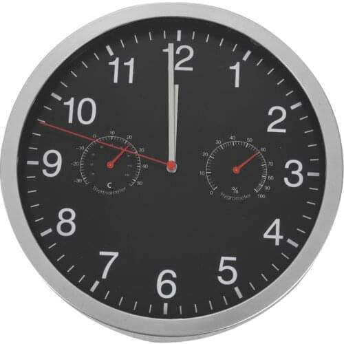 3 in 1 Silent Quartz Wall Clock Quiet Movement Thermometer Hygrometer No-Ticking Home Art Decor Wall Clock