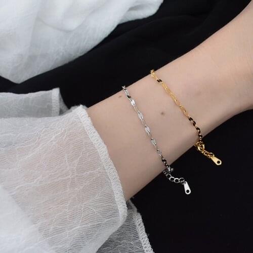 925 Sterling Silver Minimalist Geometric Corrugated Chain Bracelet Women Adjustable Fashion Student Couple Jewelry Accessories