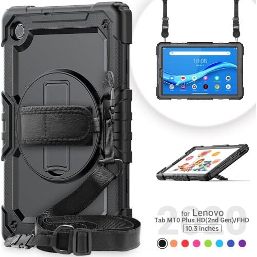 360 Rotation Hand Strap&Kickstand Tablet Case For чехол Lenovo Tab M10 fhd Plus Protective Cover