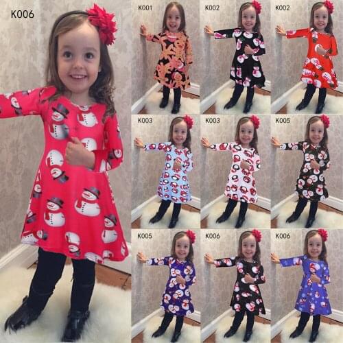 New Childrens Wear Christmas Dress Long Sleeve Girls Princess Dress Floral Pattern Childre Clothes Kids Dress Costume