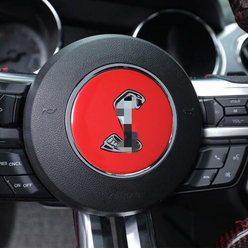 For 15-20 Ford Mustang Interior Modification Car Steering Wheel Cobra Shelby Horse Emblem Carbon Fiber Sticker
