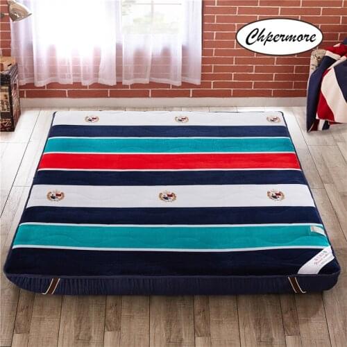 Chpermore Retro British style Flannel Mattresses Thicken Keep warm Tatami Foldable mattress Bedspreads King Queen Twin Full Size