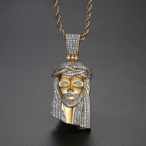 Hip Hop AAA CZ Stone Paved Bling Iced Out JESUS PIECE Pendants Necklace for Men Rapper Jewelry Drop Shipping