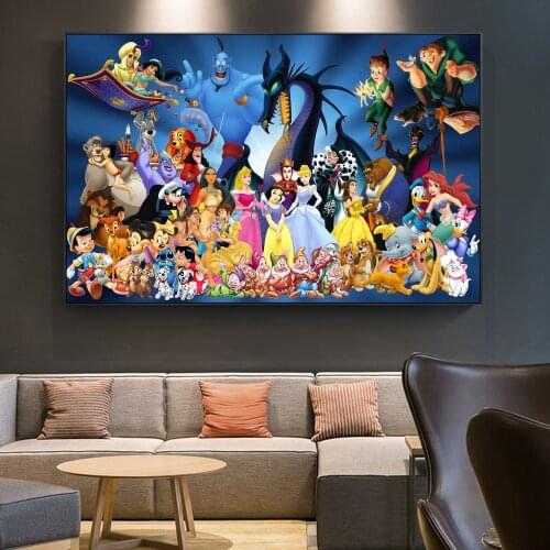 Disney Character Canvas Painting Mickey Mouse Lion King Winnie Posters and Prints Cartoon Movie Wall Picture for Home Decoration