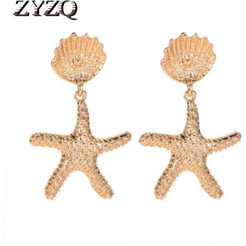 ZYZQ Classic Romantic Sea Star Shaped Earrings For Women Fashion Elegant Conch Drop Earrings Wholesale Lots&Bulk Hot Selling