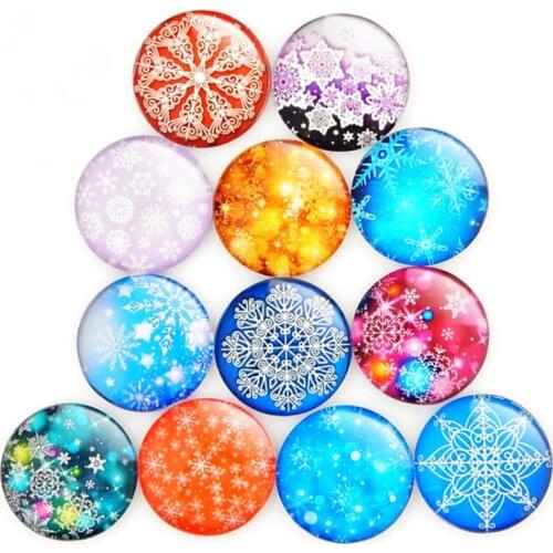 Beautiful Snow Glass Cabochons Mosaic Printed Glass Dome Cabochons Mosaic Tiles for Crafts