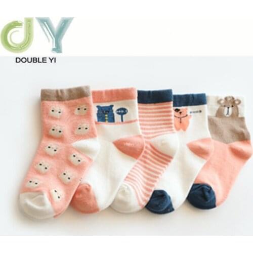 L 5 double autumn new cartoon childrens socks combed cotton socks for boys and girls 0-12 free shipping