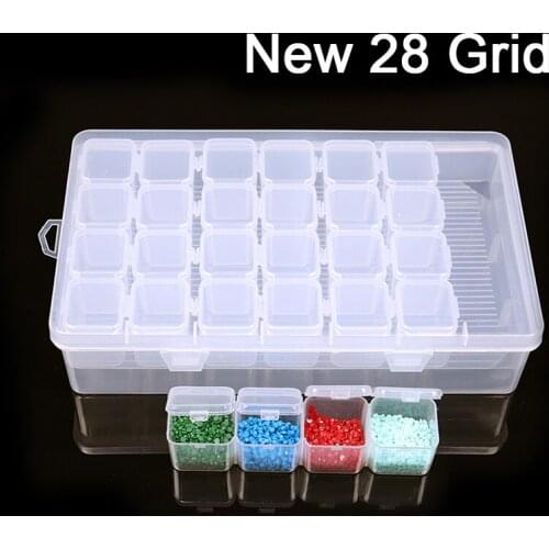 Hot 28/56/84/112 Slots Diamond Box Diamond Painting Accessory Case Clear plastic Beads Display Storage Boxes Cross Stitch Tools