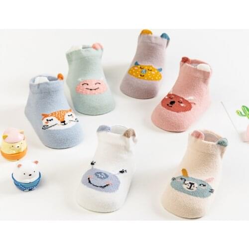 Cute Cartoons Animal Fox Newborn Children Kids Baby Cotton Non-slip Toddler Socks For 0-3 Years Girls Boy Feet Socks Cheap Stuff