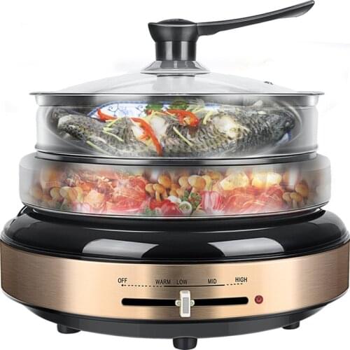220V Non-stick Electric Multifunction Hot Pot Household Multi Cooker With 2 Layers For Frying Barbecue Cooking Machine