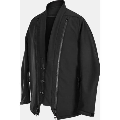 Mens Jacket Nosucism Softshell Kimono-jacket Noragi Double Front Zipper Hidden Molle Hang Up Strap Functional Japanese Style