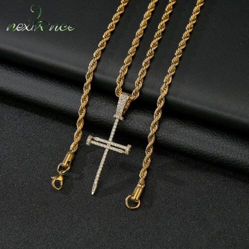 Nextvance New Quality Necklaces Stainless Steel Chain Cross Copper Pendant Micro Drill Necklace For Women Boy Men Jewelry Gift