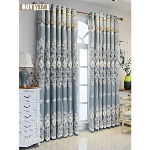 2021 New Customized European-Style Double-Layer Curtain Pink Cloth Yarn Integrated Finished Relief Embroidery Living Room