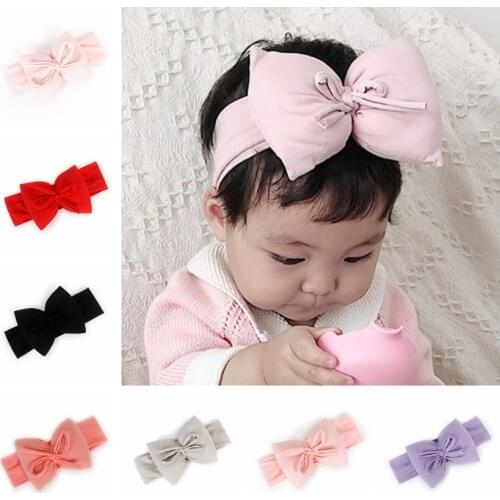 Yundfly New Kawaii Baby Girls Cotton Bowknot Headwrap Newborn Big Bows Headband Toddler Hair Band Accessories