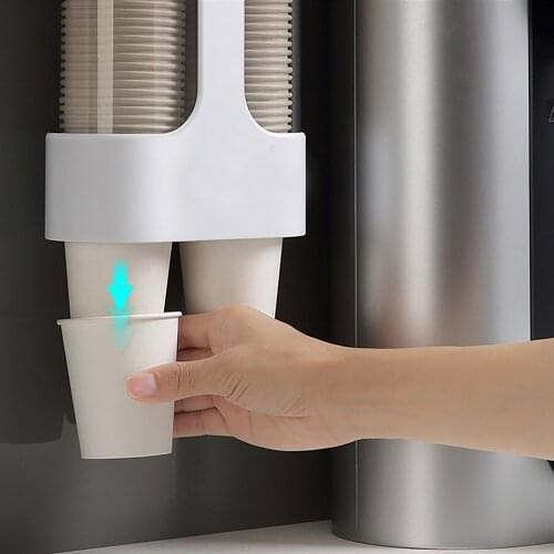 Disposable Paper Cups Dispenser Plastic Cup Holder for Water Dispenser Wall Mounted Automatic Cup Storage Rack Cups Container