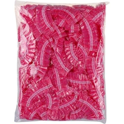 100 Pcs Disposable Hairdressing Earmuffs Salon Clear Ear Cover Ear Protection Hair Dye Protect Cap Hair Color Styling Tool Red