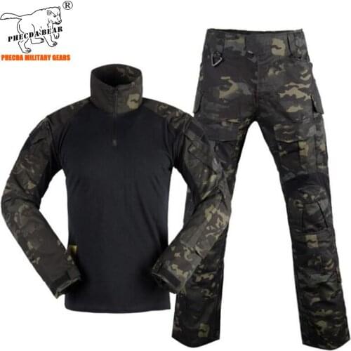 Hunting Cloth multicam black Camouflage Tactical Uniform Airsoft Paintball Pants Long Sleeve T-shirts G3 Army Combat Suit Sets