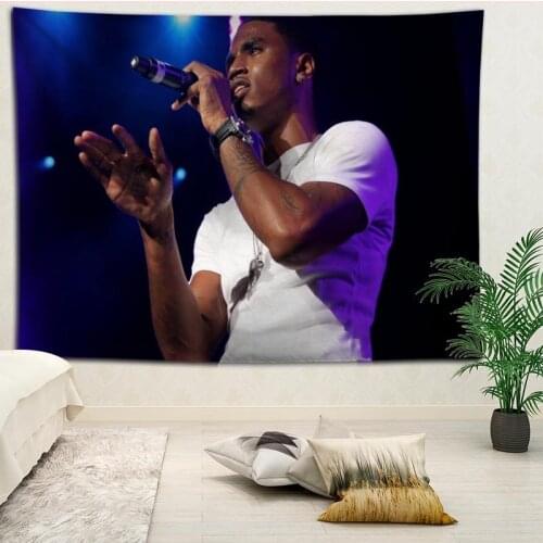 Custom Trey Songz printed Creative tapestry living room bedroom background wall fabric hanging painting small fresh