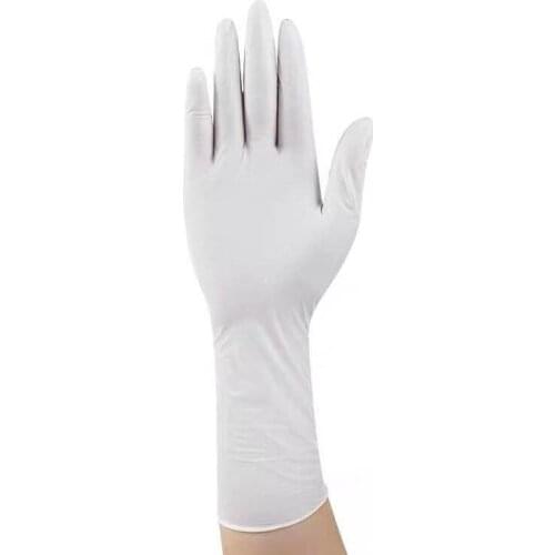 50pcs Disposable Gloves White Nitrile Rubber Latex Gloves Food Laboratory Cleaning Plastic 12 Inch Long Thick Durable Gloves