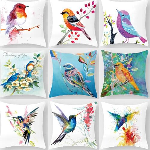 Bird Flower Animal Decorative Cushions Pillowcase Polyester Cushion Cover Throw Pillow 45*45 Sofa Decoration Pillowcover 40881