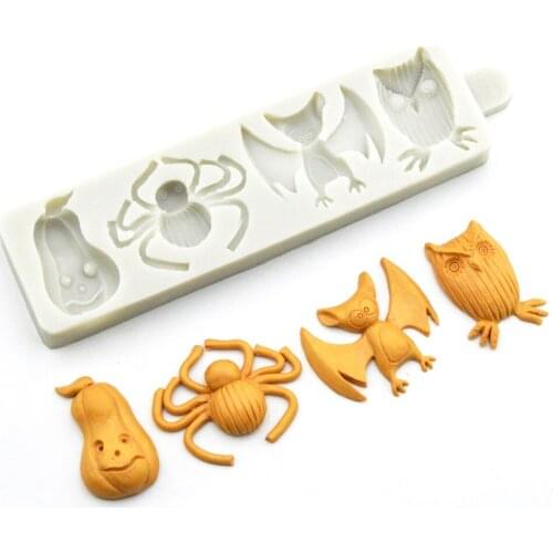Halloween Series Ghost Pumpkin Bat Owl Styling Fondant Cake Mold Chocolate Mold Baking Tool