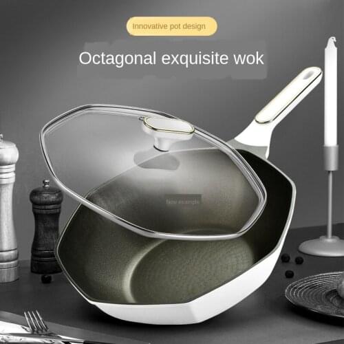 Internet celebrity octagonal frying pan non-stick pan household frying pan induction cooker gas stove