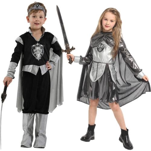 Umorden Child Kids Medieval Crusader Warrior Knight Costume Cosplay Fantasia Halloween Costumes for Girls Boys