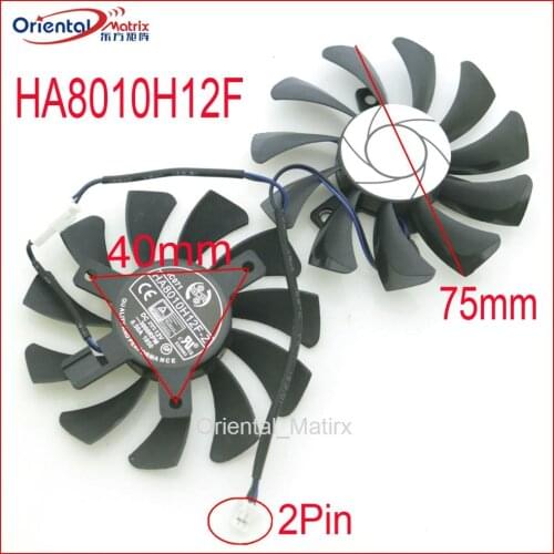 Free Shipping HA8010H12F-Z 12V 0.50A 75mm 2Pin For MSI GTX 1050ti 1050 GTX 1650 Graphics Card Cooling Fan