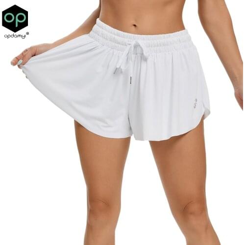 Womens High Waist Stretch Athletic Workout Active Fitness Volleyball Shorts 2 in 1 Running Double Layer Sports Shorts