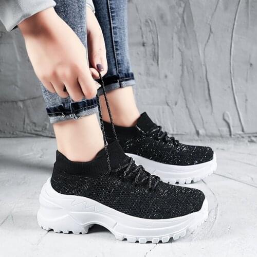 2020 Spring Fashion Women Platform Sock Shoes Ladies Casual Breathable Chunky Sneakers High Quality Zapatillas Mujer Plataforma