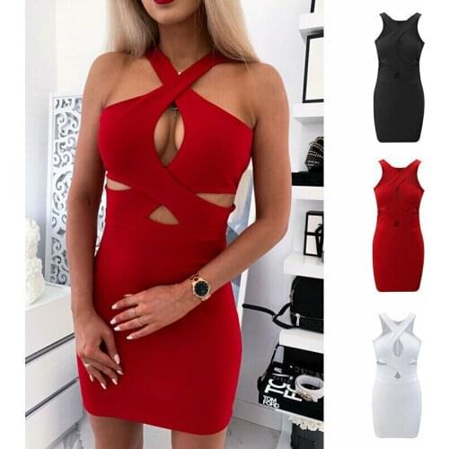 Womens Summer Clubwear Sundress Slim Sleeveless Bodycon Sexy Halter Dress Party